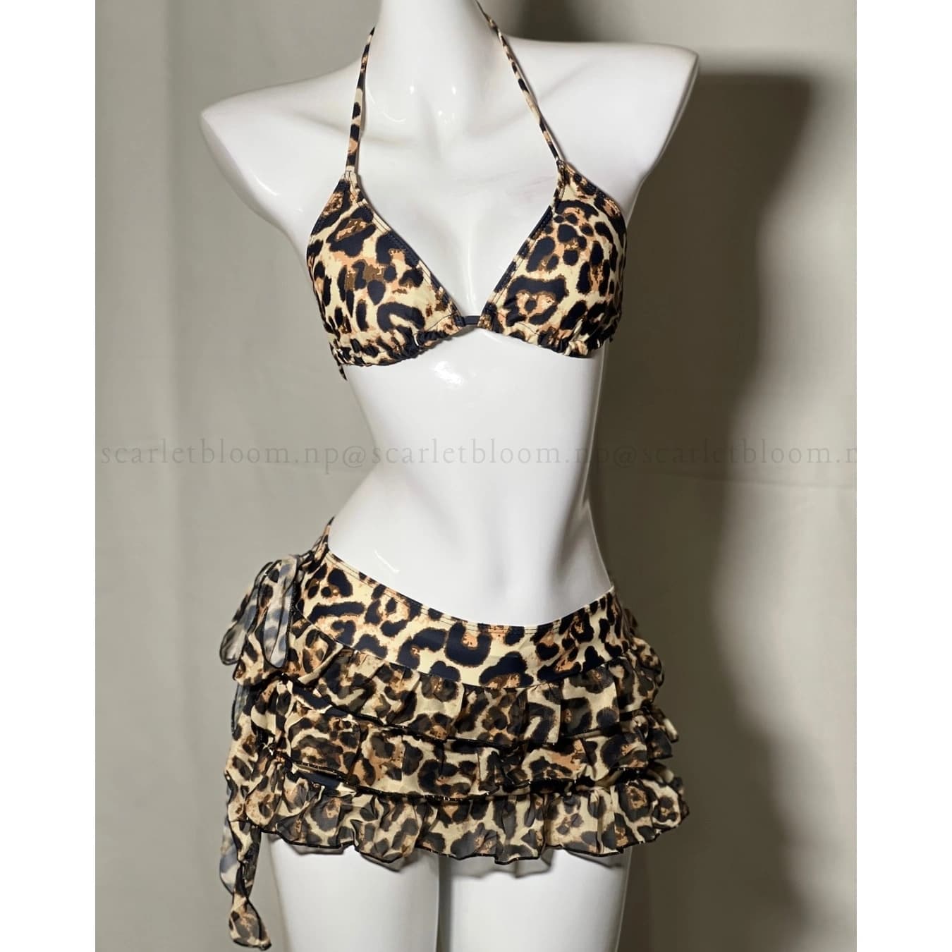 Leopard Ruffle Skirt Bikini Set - Preview Angle 2