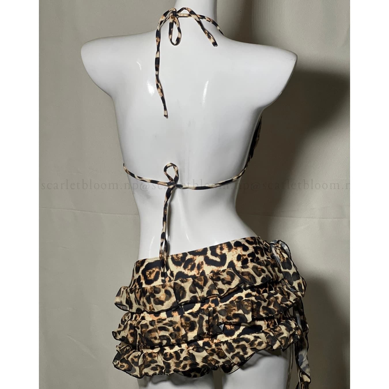 Leopard Ruffle Skirt Bikini Set